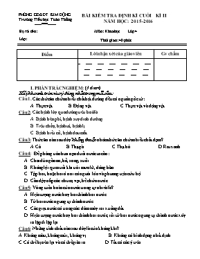 Đề kiểm tra định kì học kì II Khoa học lớp 4 - Năm học 2015-2016 - Trường Tiểu học Toàn Thắng